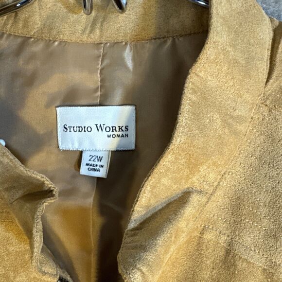 Studio Works Faux Suede Full‎ Zip Up Jacket Women's Size 22 NWT Career Western - Picture 2 of 8